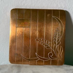 Vintage Gold Plated Ritz Makeup Compact With Mirror and Original Puff